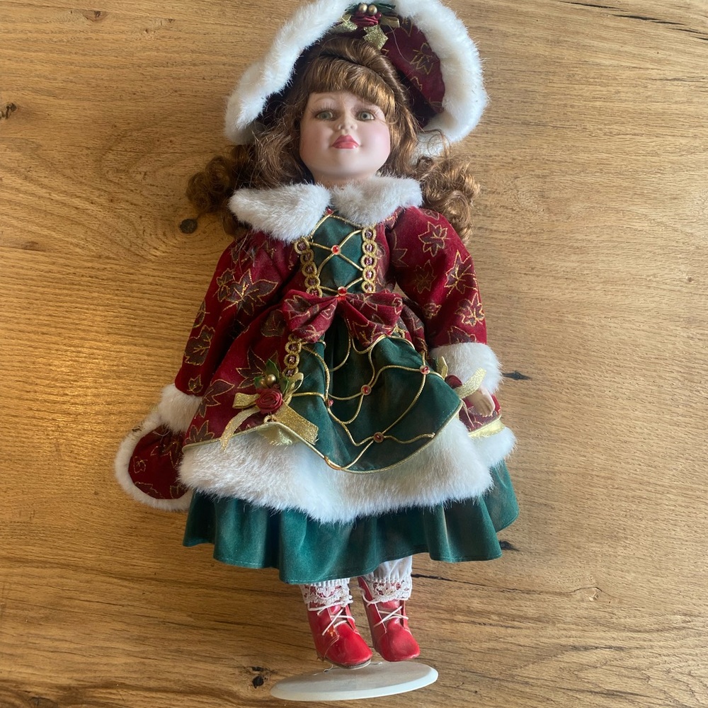 Festive‎ Holiday Doll with Red and Green Outfit